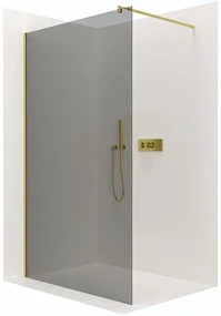 CERANO - Sprchová zástena Walk-in Onyx Ľ/P - guľatá vzpera - zlatá kartáčovaná, grafitové sklo - 160x200 cm, CER-CER-8050BD202