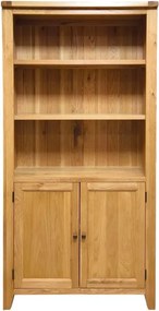 Široká dubová knižnica s dvierkami, 100x40x200 cm