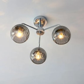 Endon 97971 - Prisadený luster DIMPLE 3xE14/25W/230V lesklý chróm/dymovo šedá
