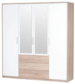 Šatní skříň Milo 02 187 cm dub sonoma/bílá