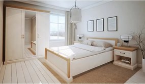 Manželská posteľ s roštom Royal L1 160 - biela sosna nordická / dub divoký