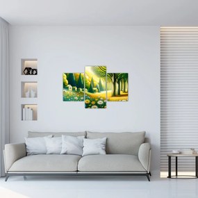Obraz - Dedina v žlto-zelenej (90x60 cm)