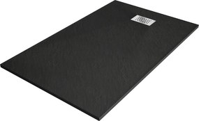 Mexen Hugo, obdĺžniková sprchová vanička SMC 150 x 90 cm, čierna, oceľová krytka, 42709015-X