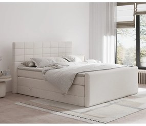 Béžová boxspring posteľ s úložným priestorom 200x200 cm Ava – Maison de Rêve