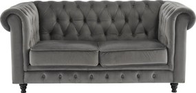 XXXLutz SEDAČKA CHESTERFIELD, drevo, textil, sivá, čierna Xora - Sedačky - 000239009101