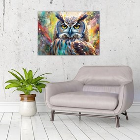 Sklenený obraz - Maľba sovy (70x50 cm)