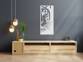 drevko Drevený obraz Striehnuci tiger Rozmer obrazu: 44,5 x 20 cm, Farba dekorácie: Čierna