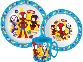 Súprava plastového riadu Spidey Team s hrnčekom - 3 diely