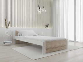 AKCIA Posteľ IKAROS 90 x 200 cm, biela/dub sonoma II. akosť