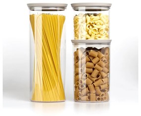 STEFANPLAST Súprava 3 okrúhlych dóz Tosca, transparetná/šedá