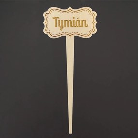 AMADEA Drevený zápich - ceduľka na bylinky Tymian, výška 20 cm, český výrobok