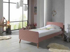 Detská jednolôžková postel z masívu a MDF ružová 90x200cm
