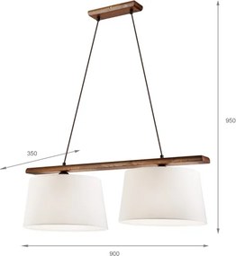 Luster na lanku AIDA 2xE27/60W/230V pr. 35 cm dub/orech