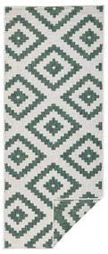 Zeleno-krémový vonkajší koberec NORTHRUGS Malta, 80 x 345 cm