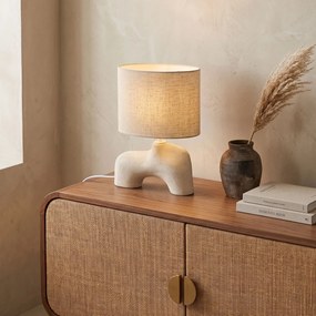 Wabi Sabi stolná lampa béžová s ľanovým tienidlom 35cm - Florence