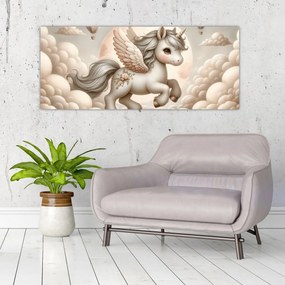Obraz - Jednorožec v oblakoch (120x50 cm)