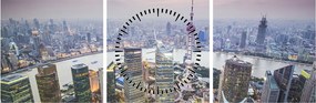 Obraz - Shanghai, Čína (s hodinami) (90x30 cm)