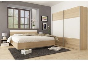 Spálňa (posteľ 180x200 cm, 2 ks nočný stolík, skriňa) Gabreola (dub sonoma + biela). Vlastná spoľahlivá doprava až k Vám domov. 1075406