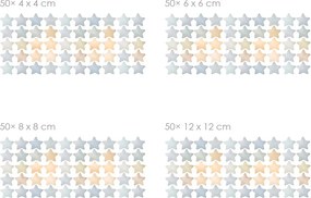 Nordic akvarelové hviezdičky 50 ks textilní prelepiteľné nálepky na stenu 50 ks 4x4 cm