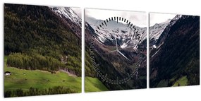 Obraz - Údolie pod horami (s hodinami) (90x30 cm)