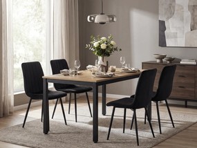 Čierna zamatová stolička LAVA ONYX s čiernymi nohami