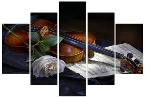 Obraz - Ruže a husle (150x105 cm)