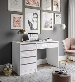 Písací stôl so zásuvkami WORK II biela lesklá 120 cm