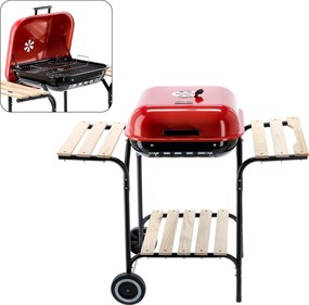 BBQ Meeting AMERICKÝ GRIL NA DREVENÉ UHLIE S BOČNÝMI POLIČKAMI A KOLIESKAMI 97,5 x 49 x 82,5 CM *0155