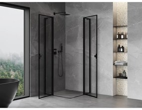 Mexen, Mexen Mist L Duo výklopný sprchový kút 115 x 115 cm, čierny rám - 8A4L-115L-115P-70-70