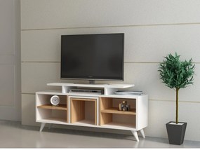 TV stolík/skrinka Kuko (biela + teak) . Vlastná spoľahlivá doprava až k Vám domov. 1102238