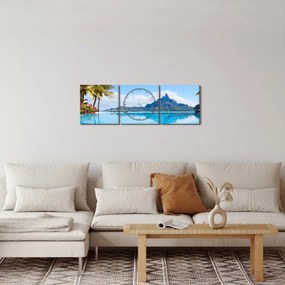 Obraz - Bora-Bora, Francúzska Polynézia (s hodinami) (90x30 cm)