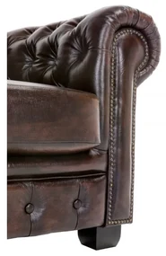 furniture-nabytek.cz - Dvojmiestna pohovka Chesterfield z pravej kože, hnedá