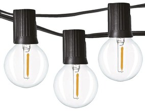 SOLIGHT LED vonkajšia reťaz s žiarovkami, 25 žiaroviek, 15m +5m, 20W, teplá biela