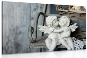 Obraz sošky anjelikov na lavičke - 120x80