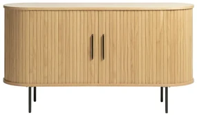 Nízka komoda v dekore duba s posuvnými dverami v prírodnej farbe 140x76 cm Nola – Unique Furniture