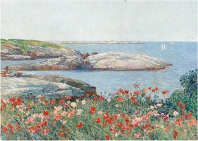 Sklenený obraz - Childe Hassam, Poppies,  Isles of Shoals, reprodukcia (70x50 cm)
