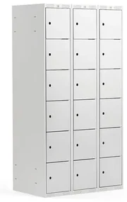 Šatníková skriňa, 18 dverová/3 sekcie, Š 900 x H 550 x V 1740 mm, sivá/sivá
