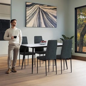 Autronic BONTEC Jedálenský set so 4 stoličkami, 130x70x76cm mramor, ASE-1004 BK2 Farba: Čierna