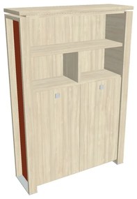 Vysoká šatníková skriňa Verno+ S 140 x 46 x 210 cm, s regálom, agát / oranžová