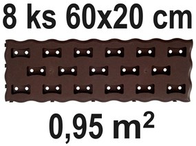 PROSPERPLAST Záhonový chodník 60x20cm, 8ks, hnedý
