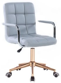 LuxuryForm DESIGN Stolička VERONA na zlatej podstave s kolieskami - šedá