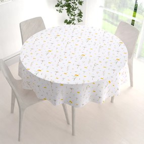 Biante Bavlnený okrúhly obrus Sandra SA-497 Žlté bylinky na bielom Ø 80 cm
