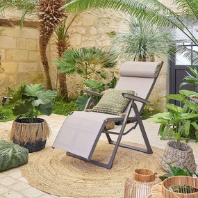 DEOKORK Hliníkové kreslo relaxačné MALTA (šedo-hnedá)