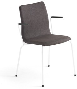 Konferenčná stolička OTTAWA, s opierkami rúk, šedá tkanina, biela