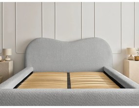 Svetlosivá čalúnená dvojlôžková posteľ s úložným priestorom s roštom 180x200 cm Orlane – Bobochic Paris