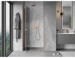 Mexen Mist-H L, 1-krídlové sprchové dvere ľavé 90 cm, číre sklo, medený matný profil, 8A5L-090-000-65-00-L