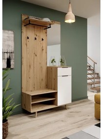 Predsieňová stena SVEN so zrkadlom, hnedá/biela