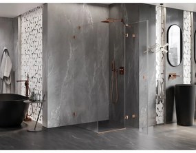 Mexen Lunar, 1-krídlový sprchový kút, pravý, 100 x 100 cm, 8mm číre sklo, medený profil, 834-100-100-65-00-P