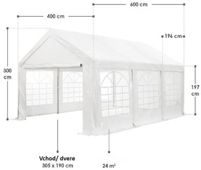 InternetovaZahrada Párty stan Gala 4x6 m - biela