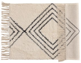 Krémový koberec so strapcami LOVE 50 x 80 cm